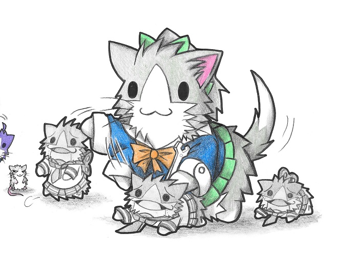 admiral, inazuma, yuubari, non-human admiral, sakawa, and 1 more (kantai collection) drawn by neko_kyo