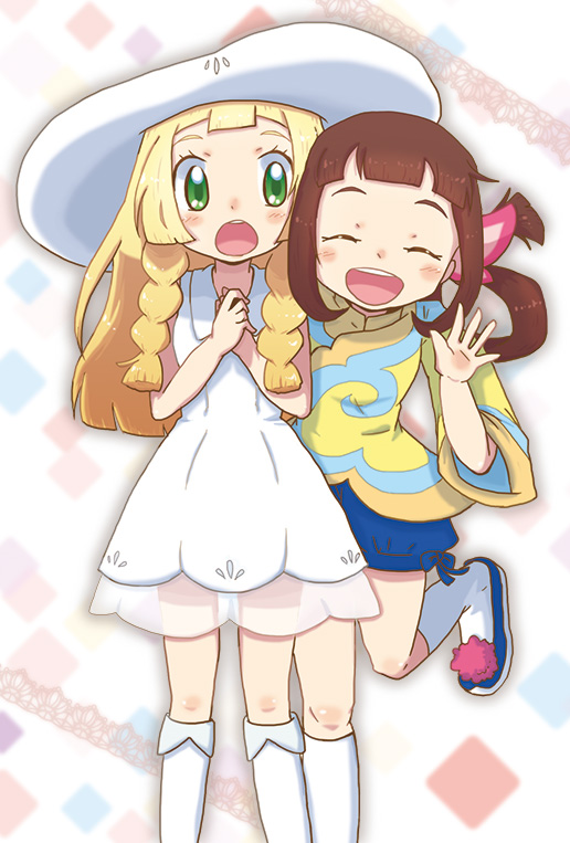 lillie and lilia (pokemon and 3 more) drawn by yan_(sakura_mocchi)
