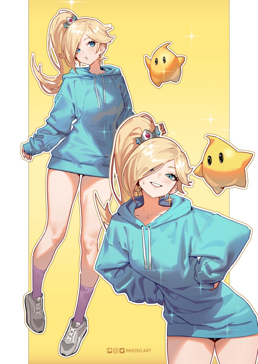 rosalina and luma (mario and 1 more) drawn by inhoso