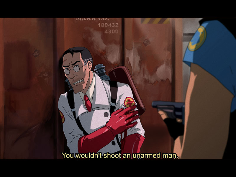 medic, heavy, red medic, and blu heavy (team fortress 2)