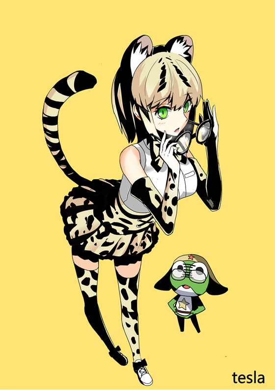 keroro and margay (kemono friends and 1 more) drawn by qihai_lunpo