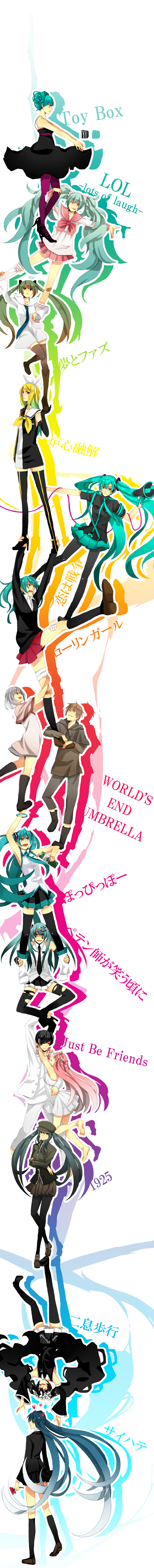 hatsune miku, kagamine rin, and megurine luka (vocaloid and 13 more) drawn by saine