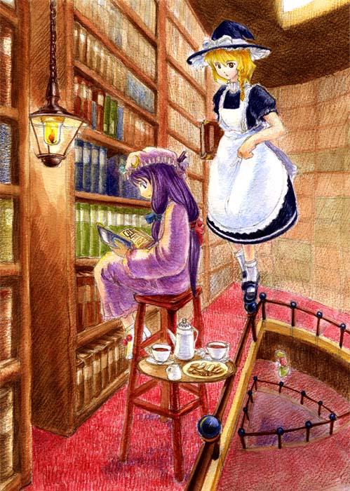 kirisame marisa, patchouli knowledge, and hong meiling (touhou) drawn by wizneko