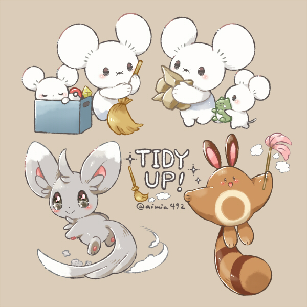 minccino, sentret, and maushold (pokemon) drawn by aimi_(aimia492)