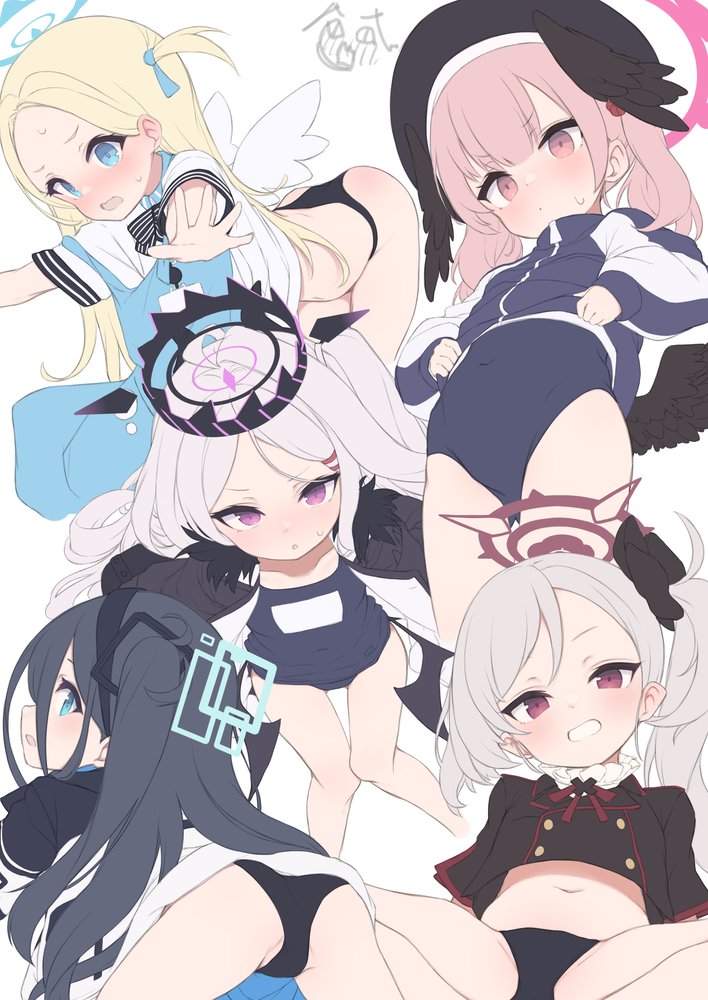 hina, koharu, aris, mutsuki, and sora (blue archive) drawn by gamuo
