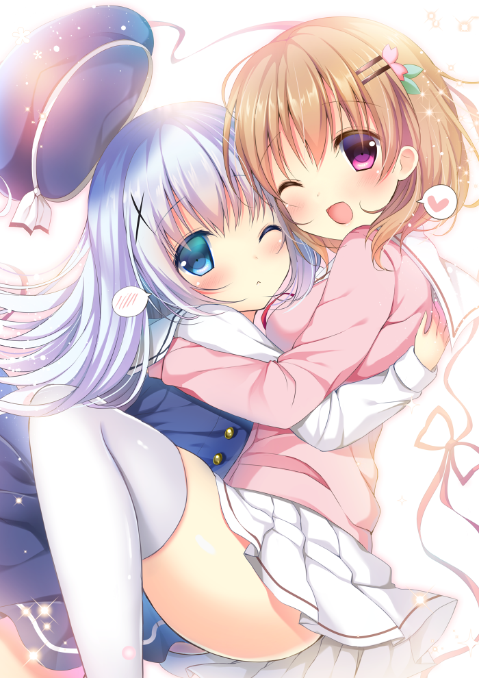 kafuu chino and hoto cocoa (gochuumon wa usagi desu ka?) drawn by shibainu_niki