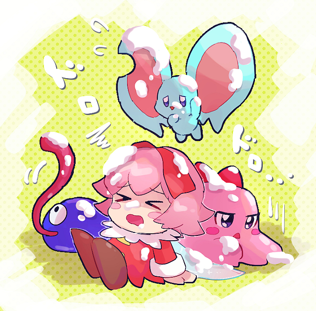 ribbon, gooey, elfilin, and chuchu (kirby and 1 more) drawn by chiimako