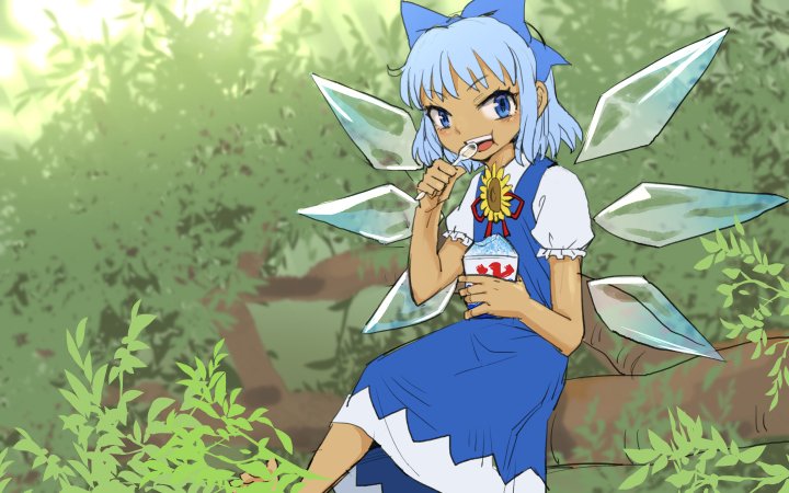 cirno and tanned cirno (touhou) drawn by meimaru_inuchiyo