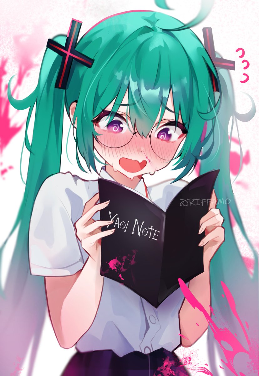 hatsune miku (vocaloid and 2 more) drawn by riffamo