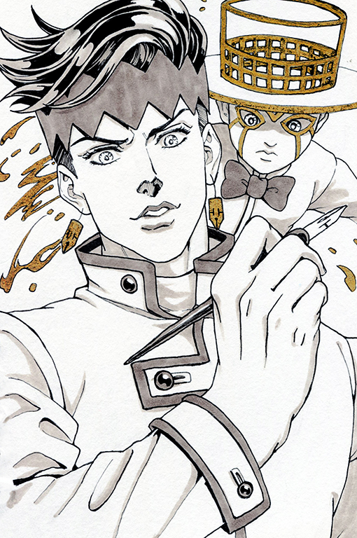 kishibe rohan and heaven's door (jojo no kimyou na bouken and 1 more) drawn by lanxjourney