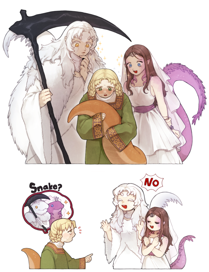 priscilla the crossbreed, rya, and company captain yorshka (elden ring and 3 more) drawn by donar0217