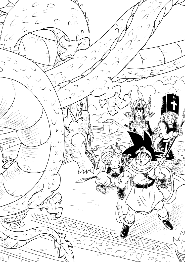 son goku, bulma, chi-chi, warrior, priest, and 4 more (dragon ball and 2 more) drawn by gvdygdu