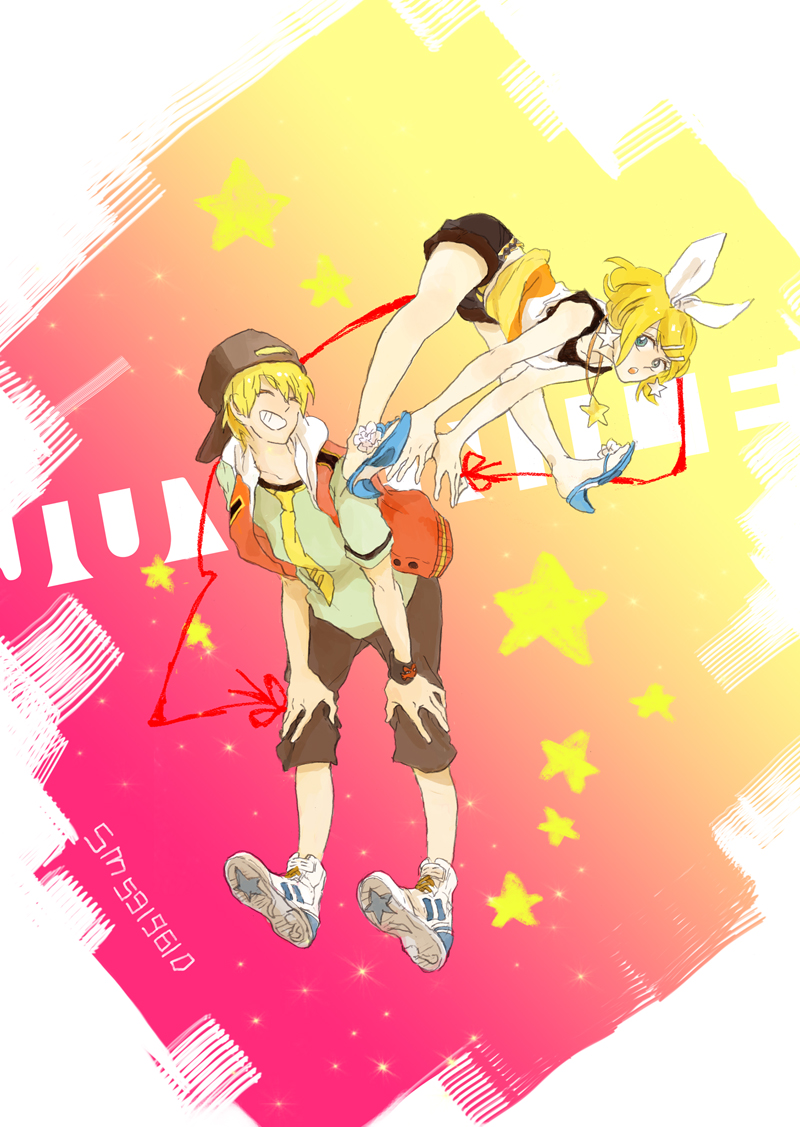 kagamine rin and kagamine len (vocaloid and 1 more) drawn by gutyeko