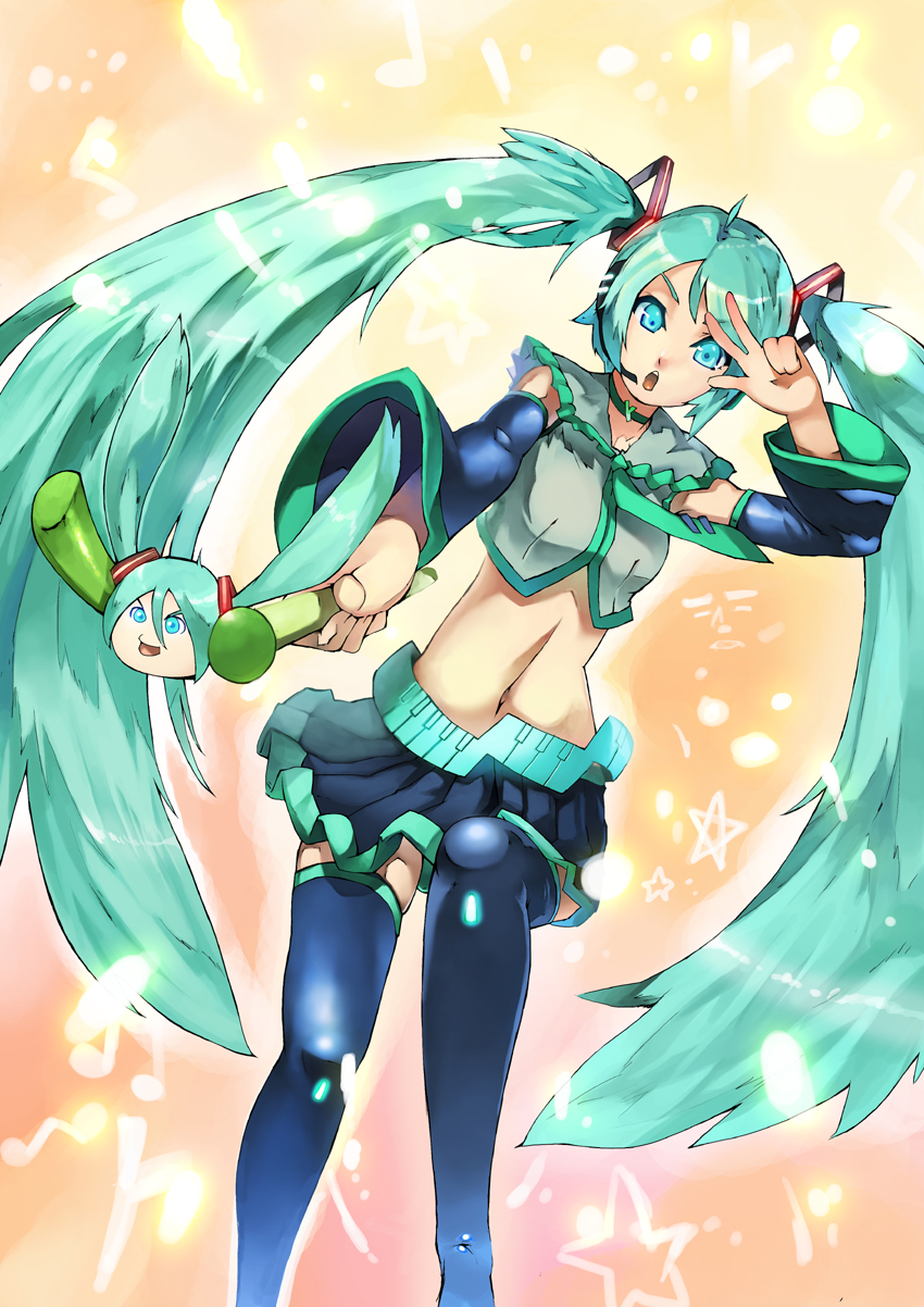 hatsune miku and hachune miku (vocaloid) drawn by bh001