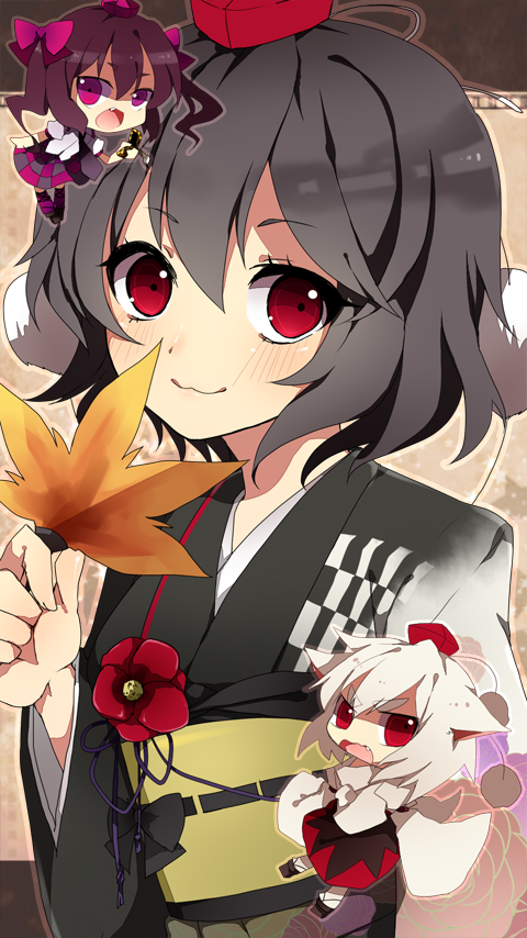 shameimaru aya, inubashiri momiji, and himekaidou hatate (touhou) drawn by amaya_enaka