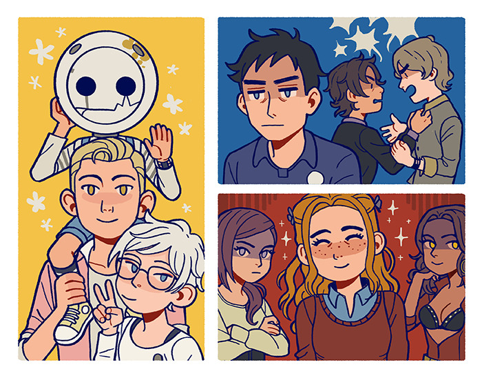 kurashiki akane, phi, junpei, sigma, diana, and 4 more (kyokugen dasshutsu and 1 more) drawn by knightofbunnies