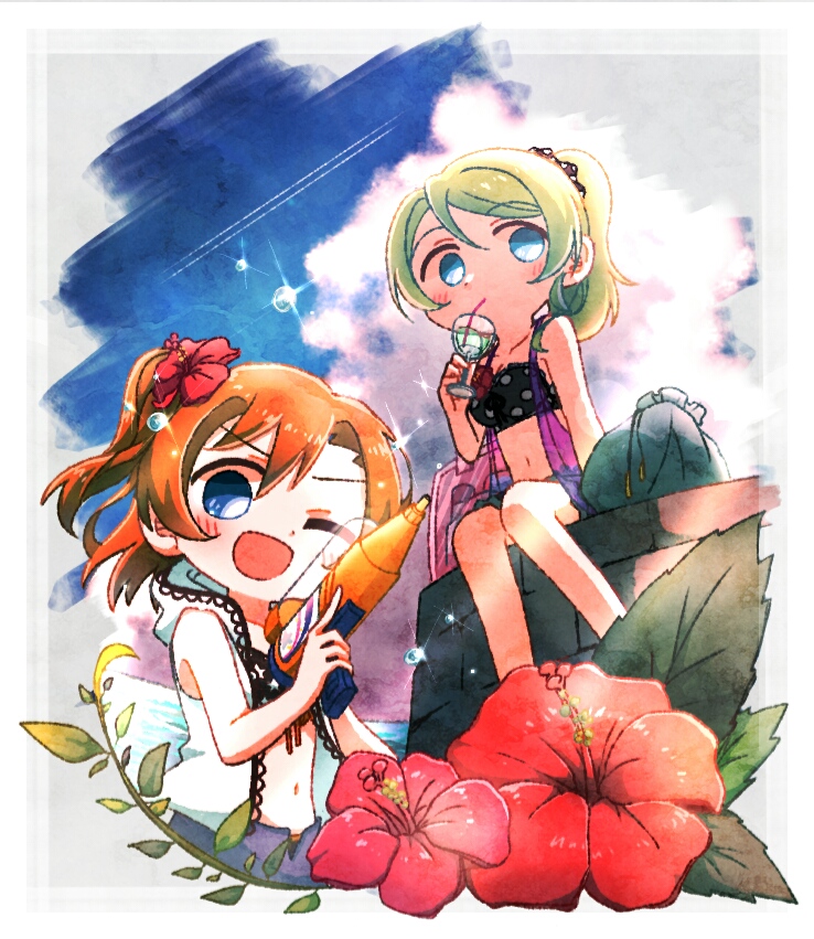 ayase eli and kosaka honoka (love live! and 2 more) drawn by cfcult7825