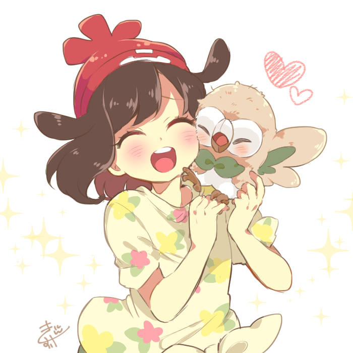 selene and rowlet (pokemon and 1 more) drawn by miyahana_yu_(artist)