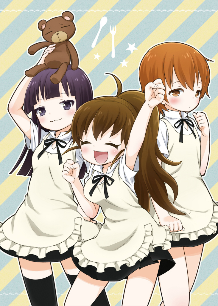 taneshima popura, inami mahiru, yamada aoi, and daisy (working!!) drawn by terayamaden