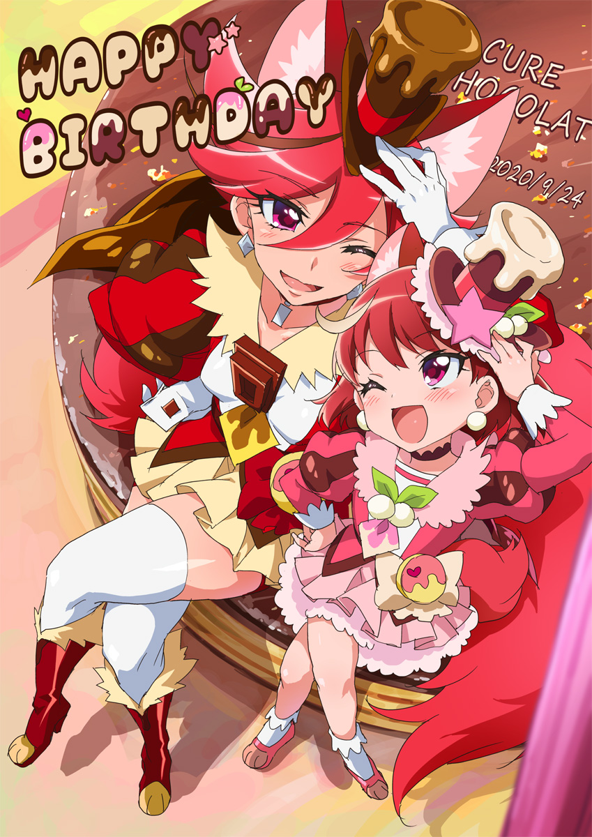 kenjou akira, cure chocolat, and kenjou miku (precure and 1 more) drawn by mucha_(muchakai)