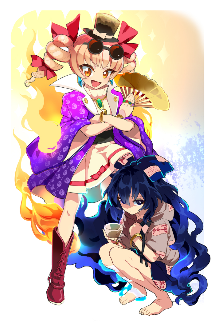 yorigami shion and yorigami jo'on (touhou) drawn by moudoku_(decopon3rd)