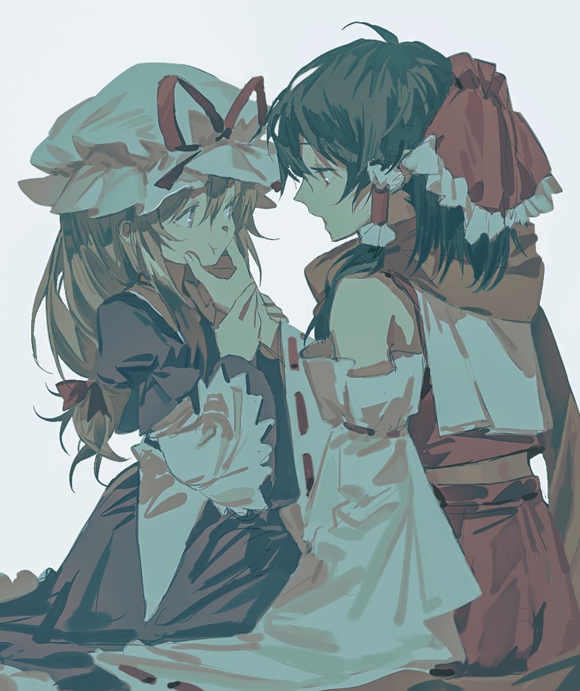 hakurei reimu and yakumo yukari (touhou) drawn by huang_gua