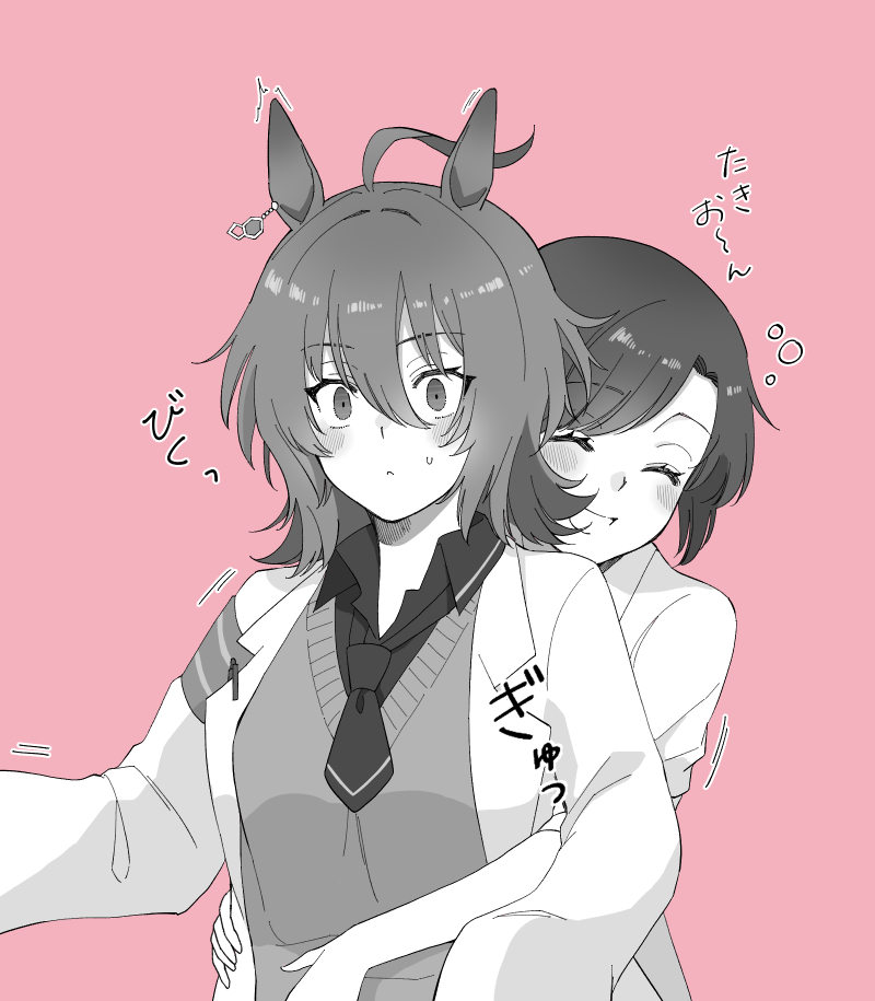 trainer, agnes tachyon, and female trainer (umamusume) drawn by tori_hatsu02