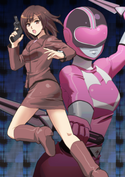 time pink and cadet yuuri (super sentai and 1 more) drawn by izumi_rion