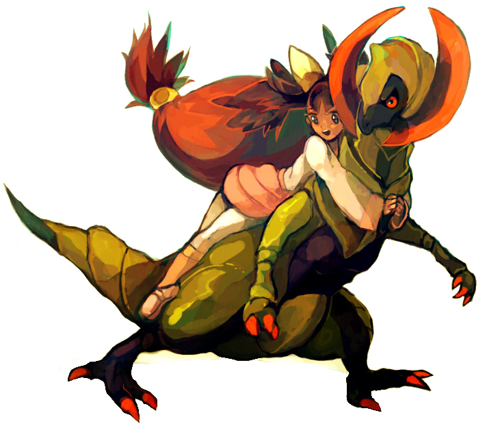 iris and haxorus (pokemon and 1 more) drawn by minahamu