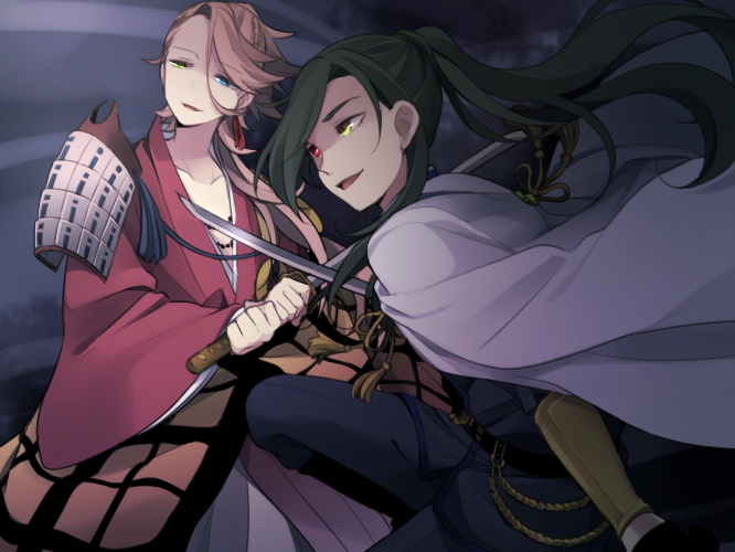 souza samonji and nikkari aoe (touken ranbu) drawn by saku_anna