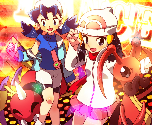 dawn, kris, ariados, and kricketune (pokemon and 2 more) drawn by katou_tom