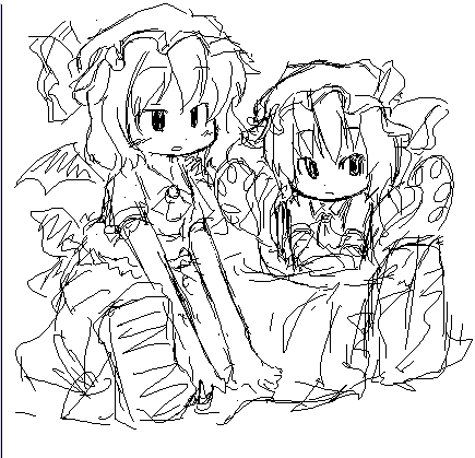 remilia scarlet and flandre scarlet (touhou) drawn by tamute_(2580rs)