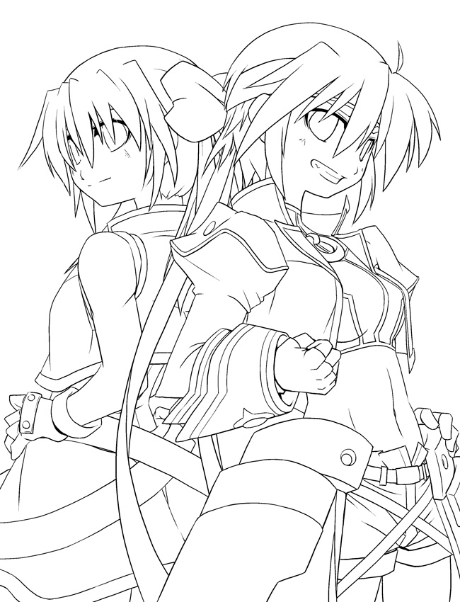 subaru nakajima and teana lanster (lyrical nanoha and 1 more) drawn by yu_lulu_(uka) and yuuka_(o.t.kingdom)
