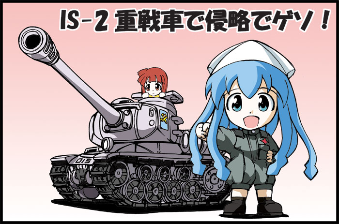ikamusume, aizawa eiko, and kanemoto hisako (girls und panzer and 1 more) drawn by shizumi_tsurugi