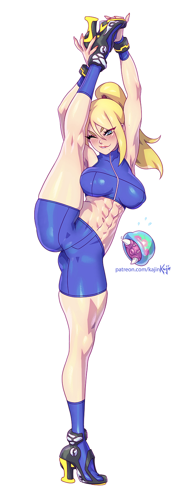 samus aran, metroid, and metroid larva (super smash bros. and 2 more) drawn by kajin_(kajinman)