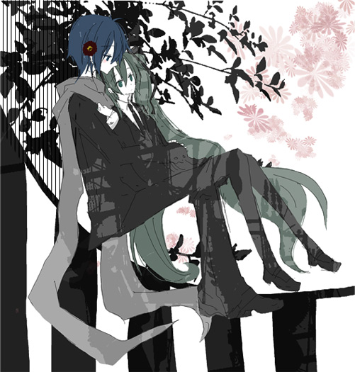 hatsune miku and kaito (vocaloid and 1 more) drawn by yoshiki