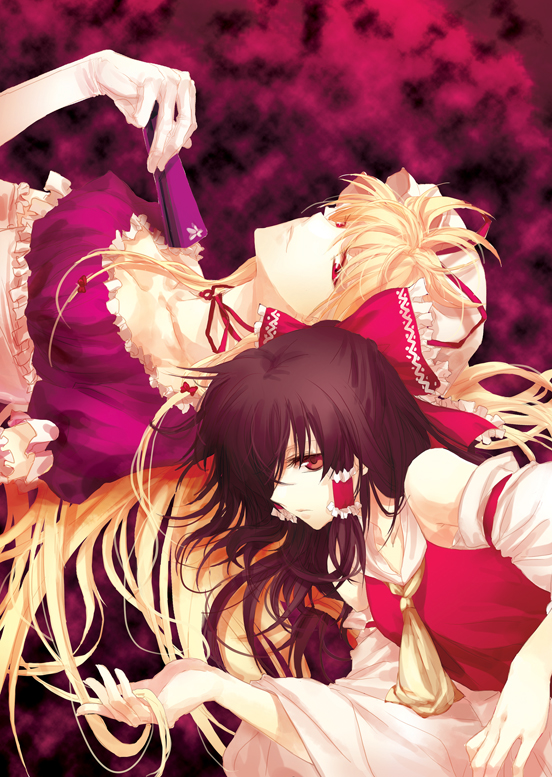hakurei reimu and yakumo yukari (touhou) drawn by irua
