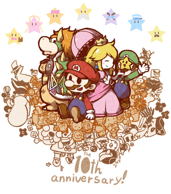 princess peach, mario, luigi, bowser, boo, and 65 more (mario and 4 more) drawn by kakuredo_ura