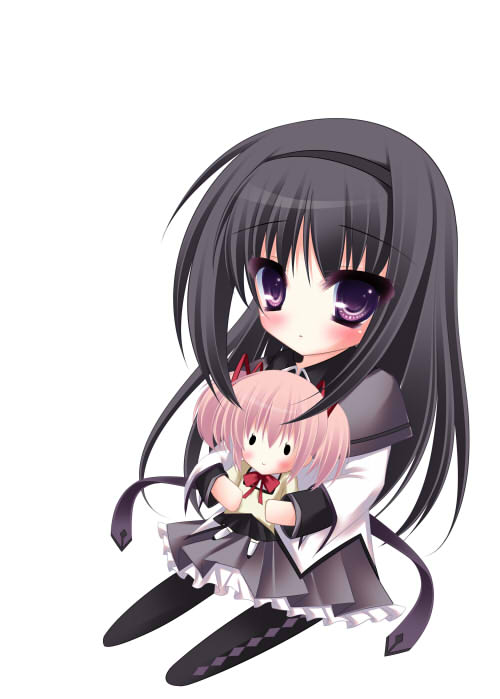 akemi homura and kaname madoka (mahou shoujo madoka magica) drawn by rokudou_itsuki