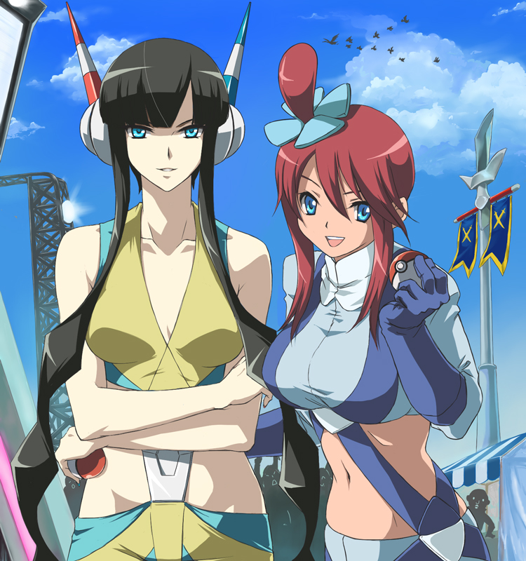 skyla and elesa (pokemon and 1 more) drawn by fujimaru_(kinakomucch)