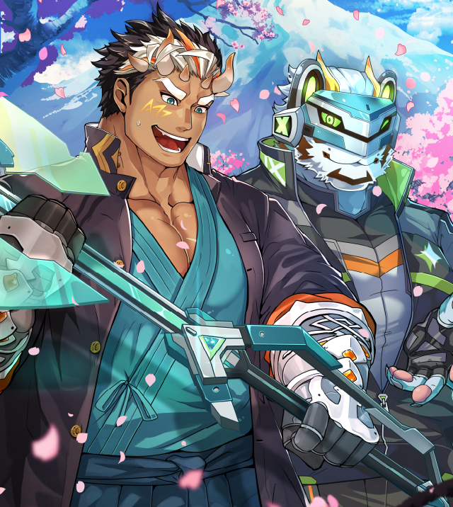 rexer and macroich (tokyo afterschool summoners and 1 more) drawn by rybiok