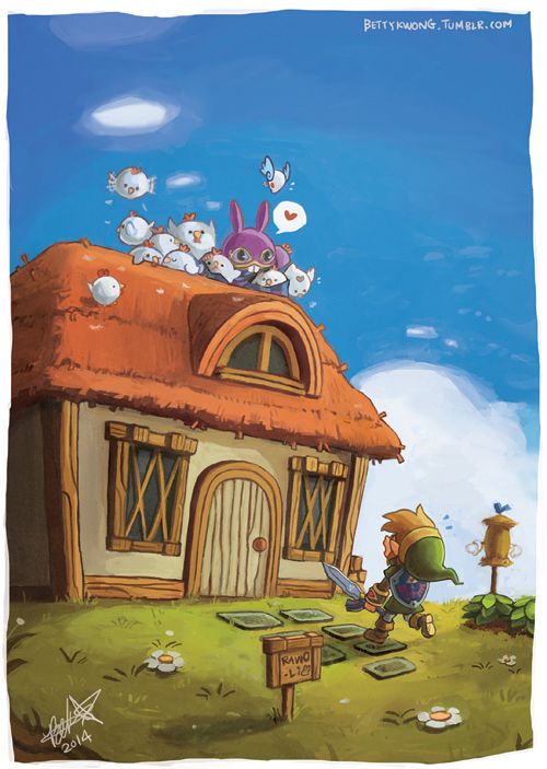 link, cucco, ravio, and sheerow (the legend of zelda and 1 more) drawn by bettykwong