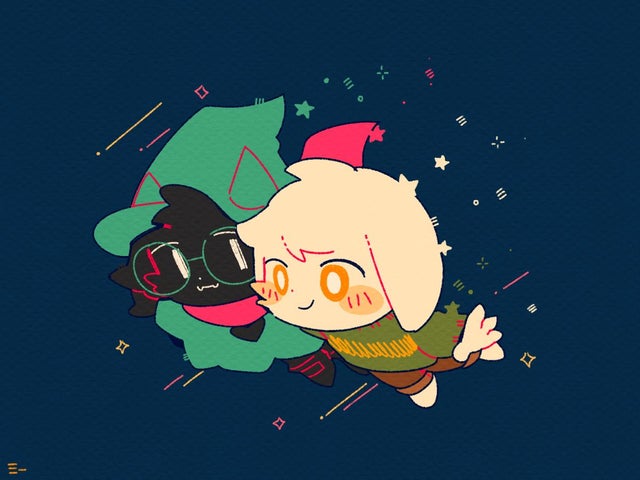 asriel dreemurr and ralsei (undertale and 1 more) drawn by hyeing02