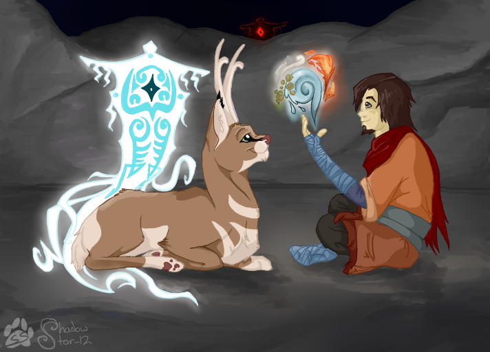 raava, wan, vaatu, and mula (avatar legends and 1 more) drawn by shadowily