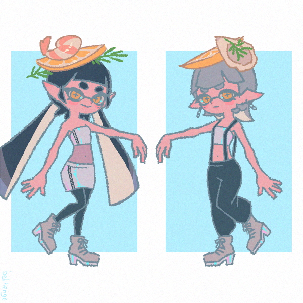 callie and marie (splatoon and 1 more) drawn by bellhenge