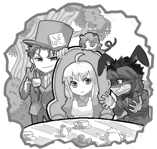 artoria pendragon, saber, cu chulainn, bazett fraga mcremitz, and angra mainyu (fate and 4 more) drawn by gupaon