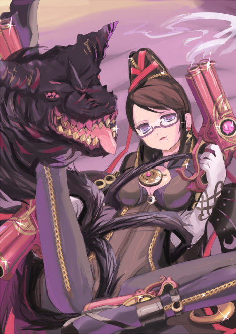 bayonetta and gomorrah (bayonetta and 1 more) drawn by rudorufu