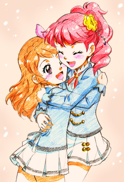 ozora akari and kurebayashi juri (aikatsu!) drawn by hikari_(mitsu_honey)
