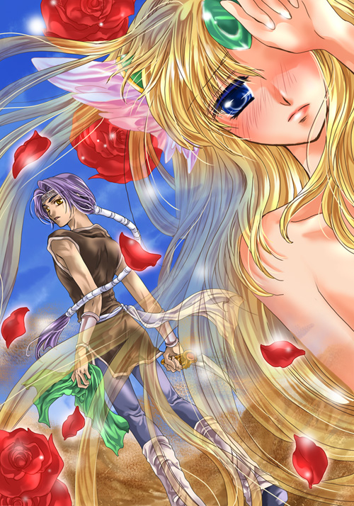 riesz and hawkeye (seiken densetsu and 1 more) drawn by nakamasomo