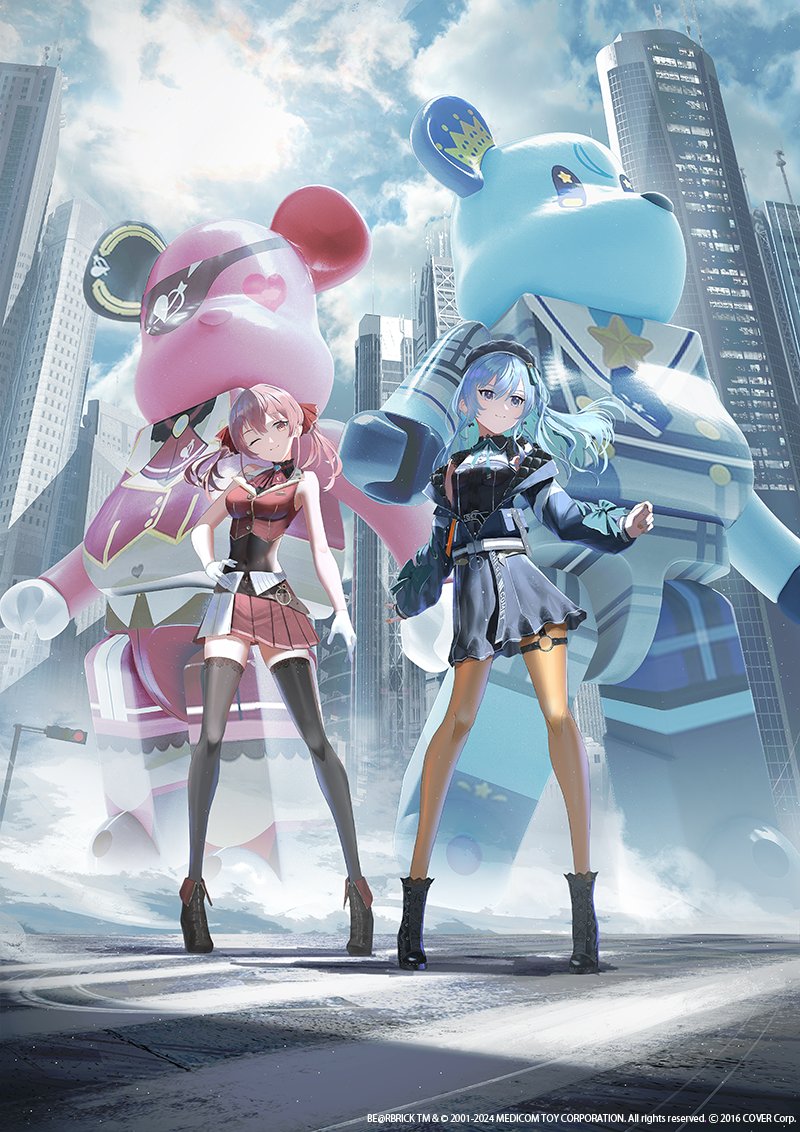 houshou marine and hoshimachi suisei (hololive and 1 more) drawn by swav